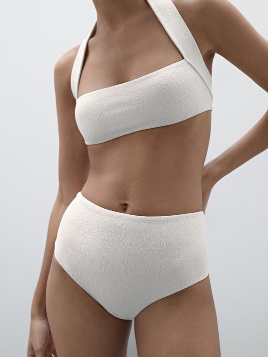 Massimo Dutti Other - Massimo Dutti Textured Bikini Bottoms High-Rise Smocked Swimwear Size Large